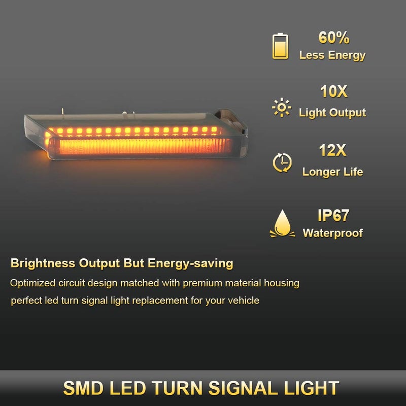 Gempro أضواء إشارة الانعطاف الجانبية LED من جيمبرو للأمبير المتسلسل لسيارات فورد F150 رابتور 2004-2014 ولينكولن مارك LT لمرايا السحب، عدسات مدخنة - Image 3